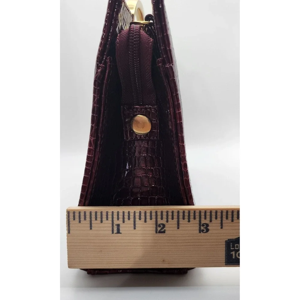 Bellini Burgundy Faux Croc Embossed Handbag Gold Metal Handle Chain Satchel
